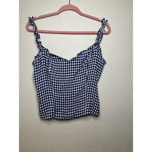Reformation Havana Blue Gingham Top